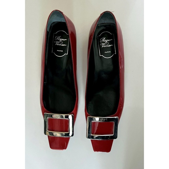 Roger Vivier $750 25mm Belle Patent Leather Low Heel Ballet Flats Red 39.5 9 - Picture 2 of 9